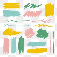 Png colorful brush stroke element set 