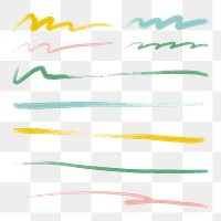 Png colorful brush stroke element set 