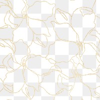 Png floral pattern background transparent with hand drawn gold flower