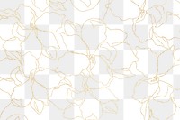 Png floral pattern background transparent with hand drawn gold flower