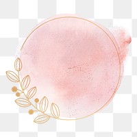 Botanical frame png ornament in pink watercolor style