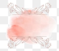 Floral frame png ornament in pink watercolor style