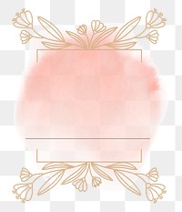 Png ornament badge in pink decorative botanical watercolor style