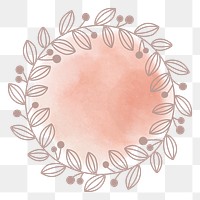 Png ornament badge in pink decorative botanical watercolor style