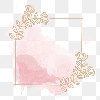 Png ornament badge in pink decorative botanical watercolor style