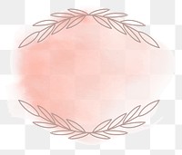 Png ornament badge in pink decorative botanical watercolor style