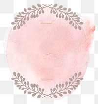 Png ornament badge in pink decorative botanical watercolor style