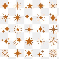 Sparkling stars png icon set in flat brown style 