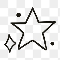 Png sparkling stars icon in doodle style