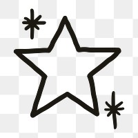 Png sparkling stars icon in doodle style