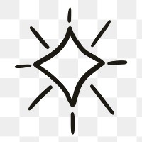Png sparkling stars icon in doodle style