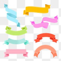 Ribbon PNG image, colorful decorative banner clipart set