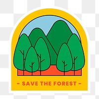 Png environment sticker clipart, save the forest text