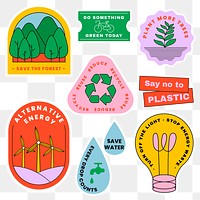 Png environmental awareness sticker set