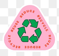 Png sticker reduce reuse recycle illustration, waste management 