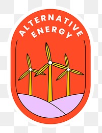 Png sticker alternative energy with wind turbine illustration