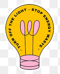 Png sticker energy saving with light bulb illustration