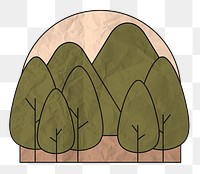 Png forest sticker environment illustration, wrinkled paper texture