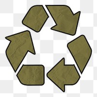 Png recycle symbol sticker environment illustration, wrinkled paper texture