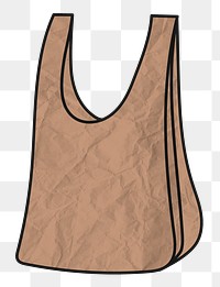 Png tote bag sticker environment illustration, wrinkled paper texture