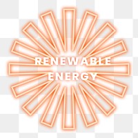 Png neon sign environmental awareness illustration with renewable energy text