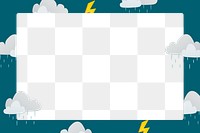 Cute frame png, rainy cloud pattern weather clipart