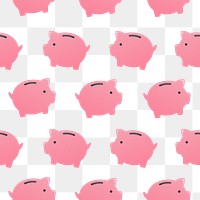 Piggy bank png pattern seamless background, money finance sticker