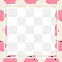 Pattern frame png square, cute piggy bank money finance clipart