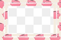 Pattern frame png rectangle, cute piggy bank money finance clipart