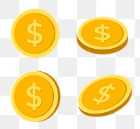 Gold coin png sticker, transparent money finance clipart