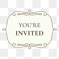 Png vintage wedding badge transparent background you're invited