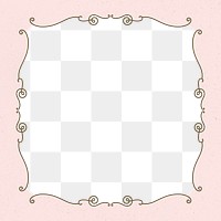 Png frame vintage style on pastel pink background