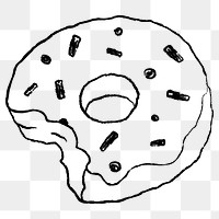 Donut sticker png, cute cafe illustration doodle