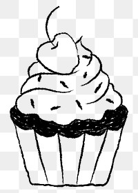 Cupcake sticker png, cute cafe illustration