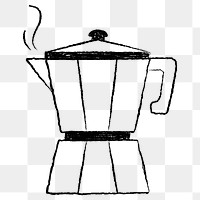 Png coffee sticker, cute moka pot illustration