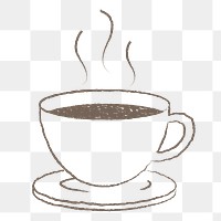 Coffee png cup sticker, cute cafe illustration