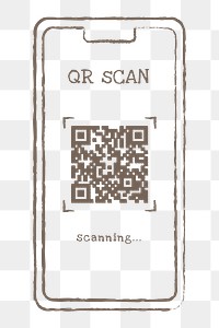 QR code png sticker, mobile phone doodle