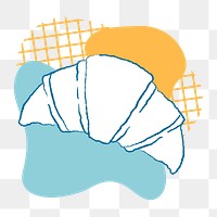 Croissant png sticker, cute cafe illustration doodle