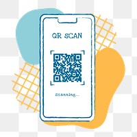 QR code png, smartphone doodle