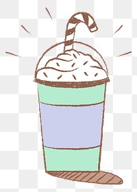 Cafe png sticker, cute frappe illustration doodle