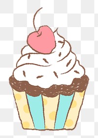 Cupcake sticker png, cute cafe illustration