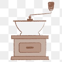 Png coffee grinder sticker, cute cafe illustration