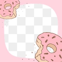 Donut png frame, pink transparent background