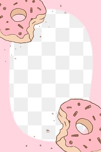 Cute donut png frame, hand drawn illustrations