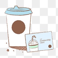 Coffee sticker png, cute cafe membership card