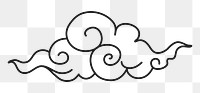 Cloud png sticker, Japanese oriental black clipart