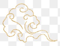 Gold cloud png sticker, Japanese oriental clipart