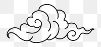 Cloud png sticker, Japanese oriental black clipart