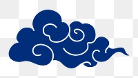 Cloud png sticker, Chinese oriental blue clipart