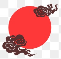 Oriental frame png, Chinese cloud red illustration sticker